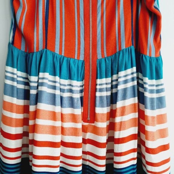 GYPSIES & MOONDUST Stripe Pattern Light Fit & Flare Dress Red White & Blue Sz L - Picture 12 of 15